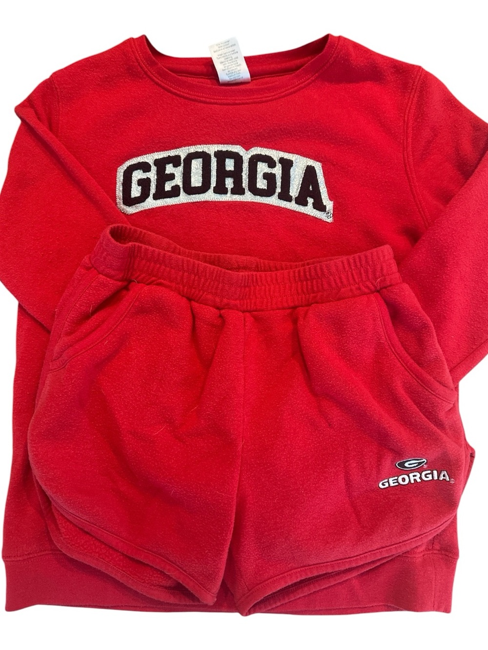 Georgia Red Fleece Sweatshirt & Shorts Set